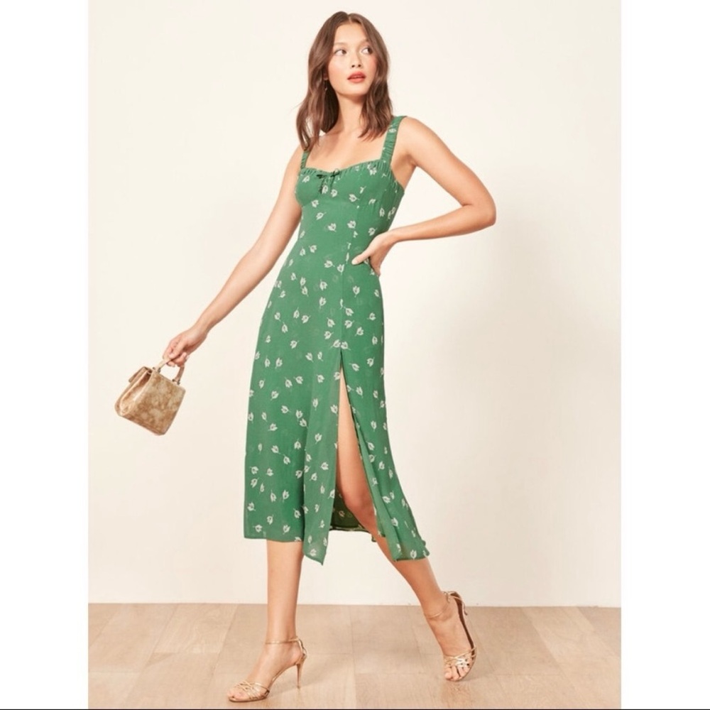 Reformation Peridot Dress in Green Tulip